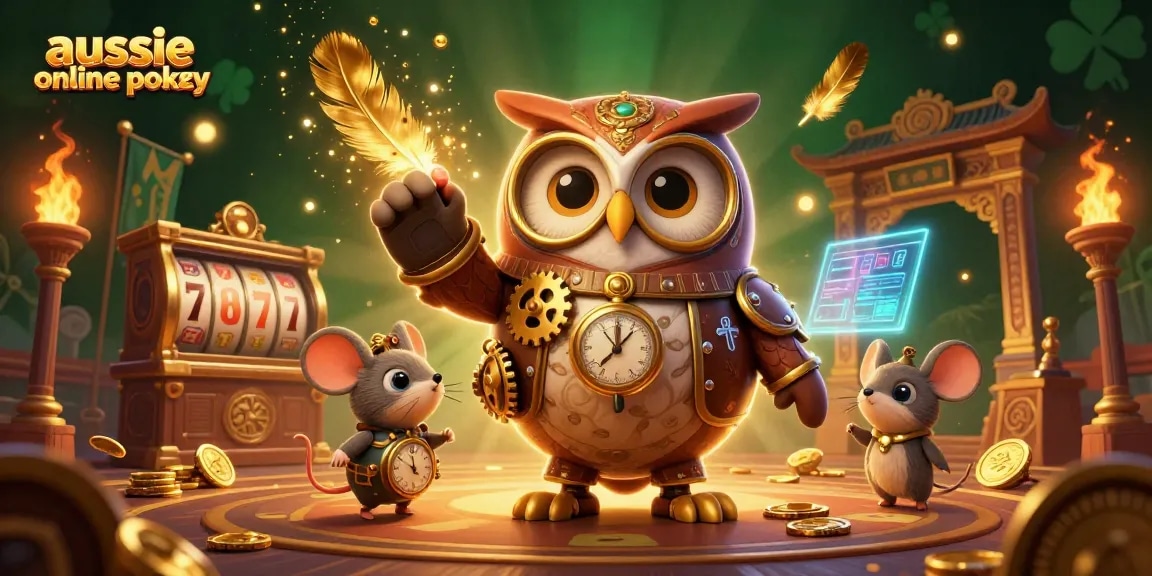 Spin and win with aussie online pokies in this vibrant 3D casino illustration packed with action and excitement.