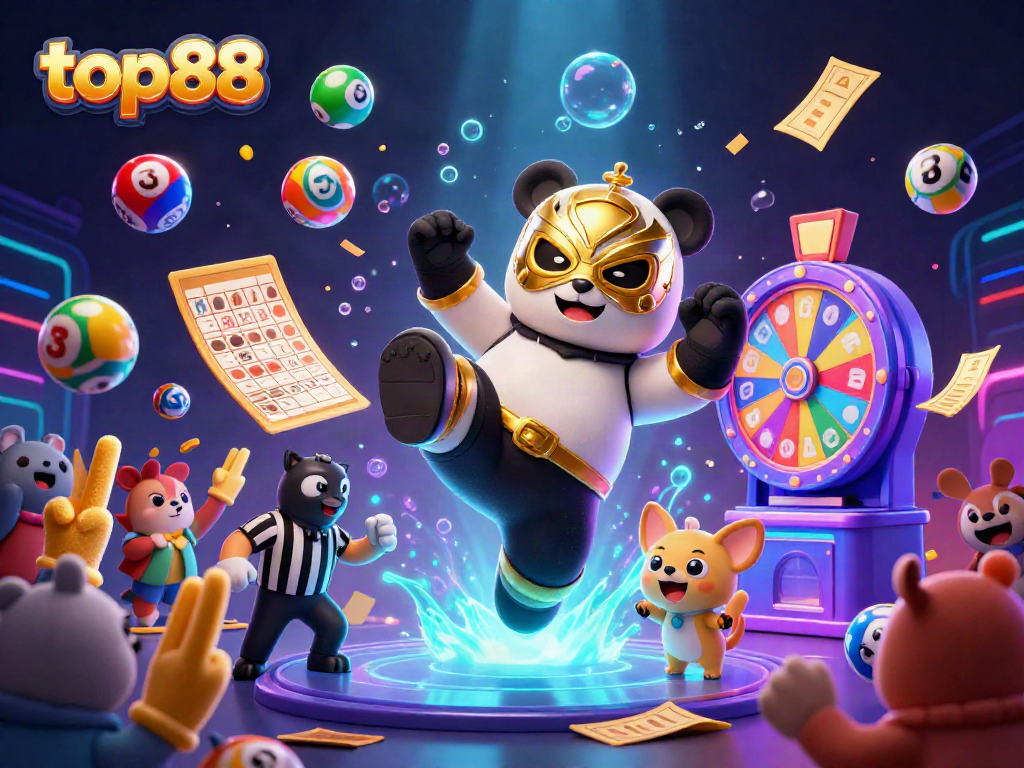Experience thrilling gameplay with top88 at a vibrant cartoon casino featuring exciting characters.