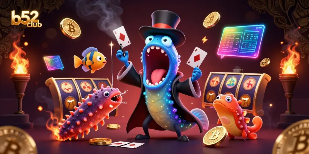 B52club offers exciting slots and jackpots in a vibrant underwater casino scene.