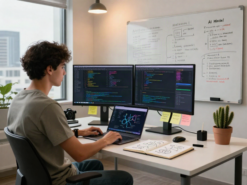 Data scientist working with crush ai software in modern workspace environment.